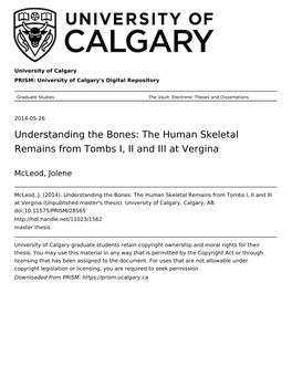 Understanding the Bones: the Human Skeletal Remains from Tombs I, II and III at Vergina