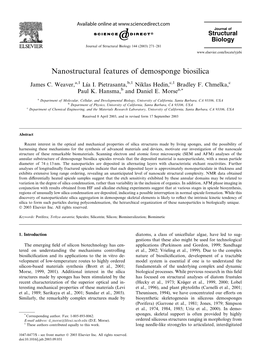 Nanostructural Features of Demosponge Biosilica