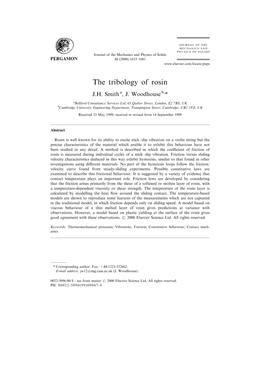 The Tribology of Rosin