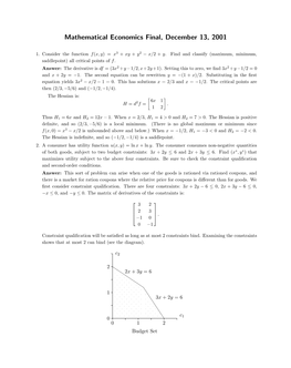 Mathematical Economics Final, December 13, 2001