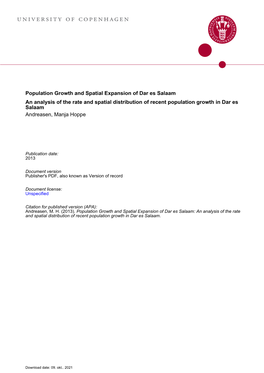 Population Growth and Spatial Expansion of Dar Es Salaam