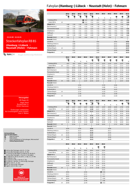 Lübeck – Neustadt (Holst) – Fehmarn Streckenfahrplan RB 85