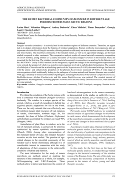 The Rumen Bacterial Community of Reindeer in Different Age Periods from Russian Arctic Regions