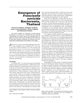 Francisella Novicida–Causing Two Samples of Blood Cultures from Peripheral Lines Bacteremia in a Woman from Thailand Who Was Receiving Chemotherapy for Ovarian Cancer