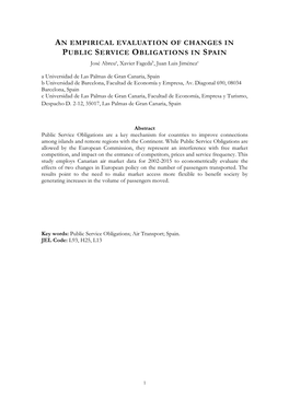 An Empirical Evaluation of Changes in Public Service Obligations in Spain