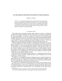 ON the ABELIAN FIVEFOLDS ATTACHED to CUBIC SURFACES the Moduli Space of Smooth Complex Cubic Surfaces Is Open in an Arithmetic Q