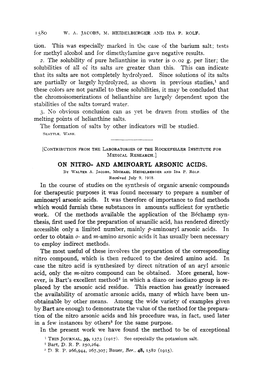 And Aminoaryl Arsonic Acids. by Waltera Jacobs, Michablhridelbergbr and Ida P