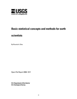 Basic Statistical Concepts and Methods for Earth Scientists