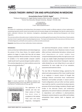 CHAOS THEORY: IMPACT on and APPLICATIONS in MEDICINE Arunachalam Kumar1 & B.M