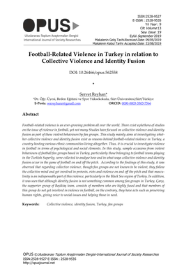 Football-Related Violence in Turkey in Relation to Collective Violence and Identity Fusion