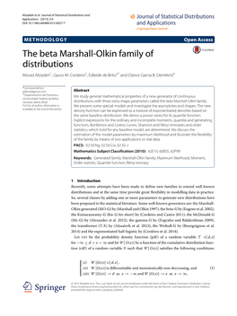 The Beta Marshall-Olkin Family of Distributions Morad Alizadeh1, Gauss M