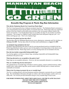 Reusable Bag Program & Plastic Bag Ban Information