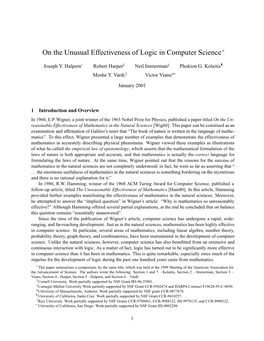 On the Unusual Effectiveness of Logic in Computer Science £