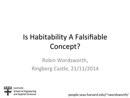 Is Habitability a Falsifiable Concept?