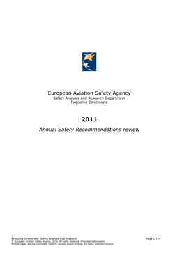 Annual Safety Recommendations Review 2011 FINAL