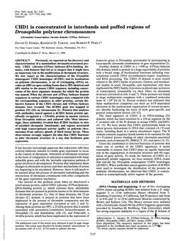 CHD1 Is Concentrated in Interbands and Puffed Regions of Drosophila Polytene Chromosomes [Chromatin/Transcription/Chromo Domain/Atpase (Helicase)] DAVID G