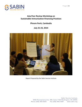 Asia Peer Review Workshop on Sustainable Immunization Financing Practices