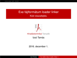 Exe Fájlformátum Loader Linker Kód Visszafejtés