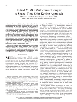 UNIFIED MIMO-MULTICARRIER DESIGNS: STSK APPROACH 551 Dispersive Wideband Channels Into a Number of Low-Rate Par- Allel Narrowband Frequency-ﬂat Subchannels