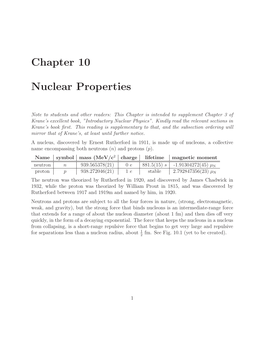 Chapter 10 Nuclear Properties