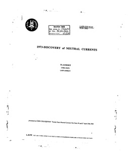 1973-DISCOVERY of NEUTRAL CURRENTS