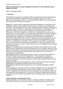 Liraglutide (Victoza) for the Indication 'Type 2 Diabetes Mellitus'