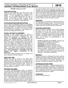 District Interleague Play Rules 2016