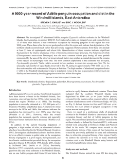 A 9000-Year Record of Adélie Penguin Occupation and Diet in the Windmill Islands, East Antarctica STEVEN D