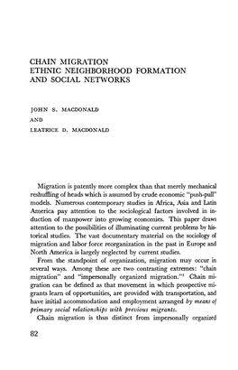 Chain Migration Ethnic Neighborhood Formation and Social Networks