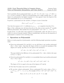 1 Operations on Polynomials