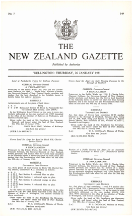 NEW ZEALAND GAZETTE Published by Authority