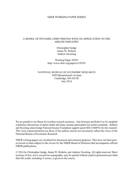 A Model of Dynamic Limit Pricing with an Application to the Airline Industry