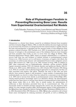 Role of Phytoestrogen Ferutinin in Preventing/Recovering Bone Loss: Results from Experimental Ovariectomized Rat Models