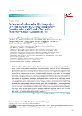 Evaluation of a Chest Rehabilitation Project in Nepal Using the St