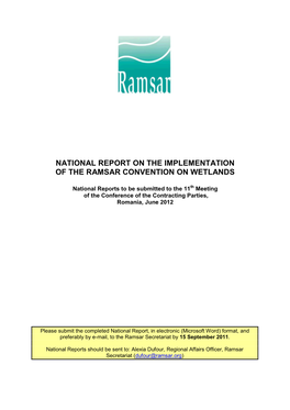 National Report on the Implementation of the Ramsar Convention on Wetlands