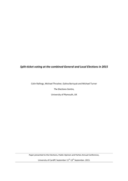 Split-Ticket Voting at the Combined General and Local Elections in 2015