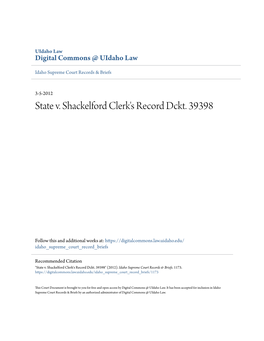 State V. Shackelford Clerk's Record Dckt. 39398