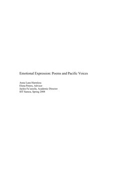 Emotional Expression: Poems and Pacific Voices