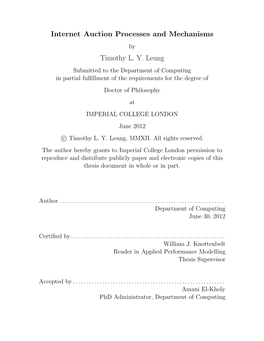 Internet Auction Processes and Mechanisms Timothy L. Y. Leung