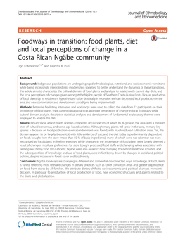 Food Plants, Diet and Local Perceptions of Change in a Costa Rican Ngäbe Community Ugo D’Ambrosio1,2* and Rajindra K