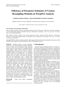 Efficiency of Parameter Estimator of Various Resampling Methods on Warppls Analysis