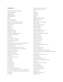 Master List of Companies