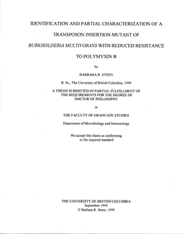 Identification and Partial Characterization of A