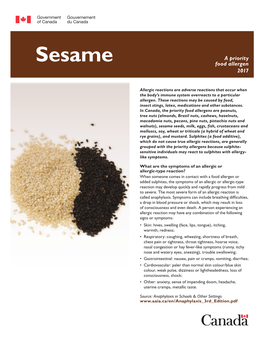 Sesame Food Allergen 2017