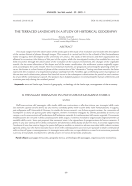 The Terraced Landscape in a Study of Historical Geography