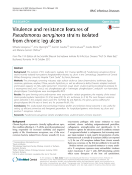 Virulence and Resistance Features of Pseudomonas Aeruginosa Strains