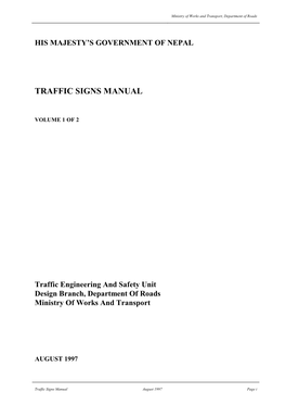 Traffic Signs Manual