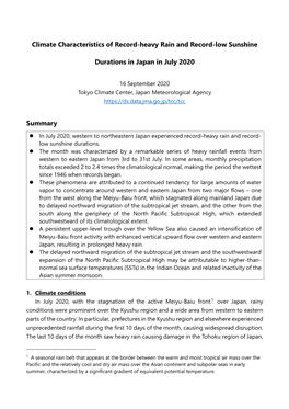 16 September 2020 Tokyo Climate Center, Japan Meteorological Agency