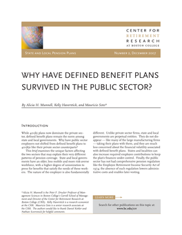 Why Have Defined Benefit Plans Survived in the Public Sector?