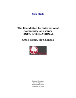 Case Study the Foundation for International Community Assistance